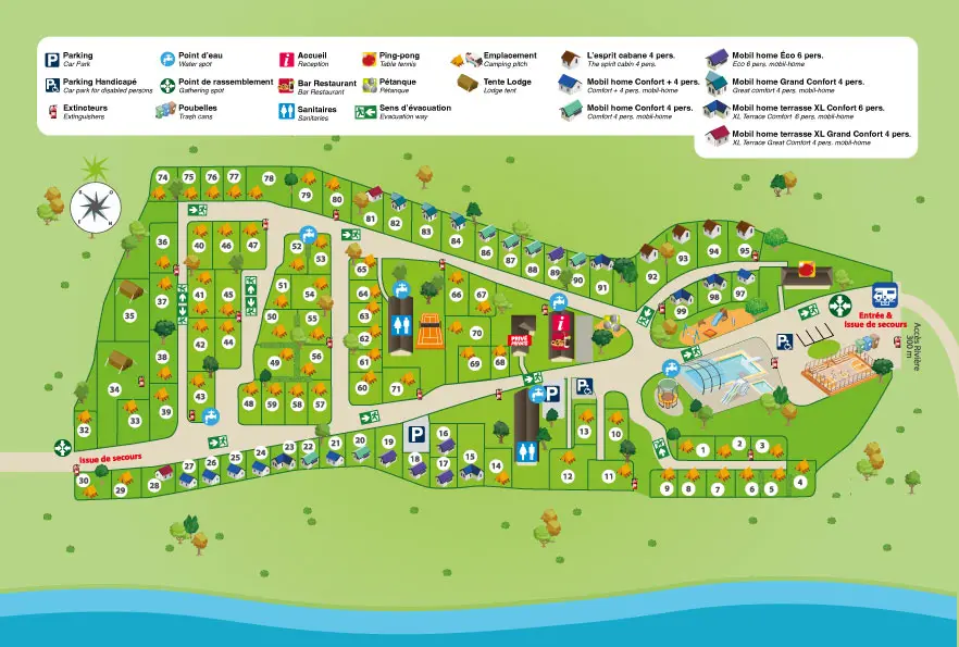 Plan du camping Camping Le Vézère Périgord