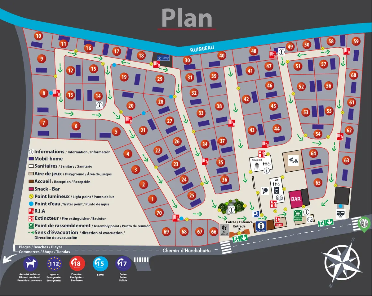 Plan du camping Camping Unxin Socoa
