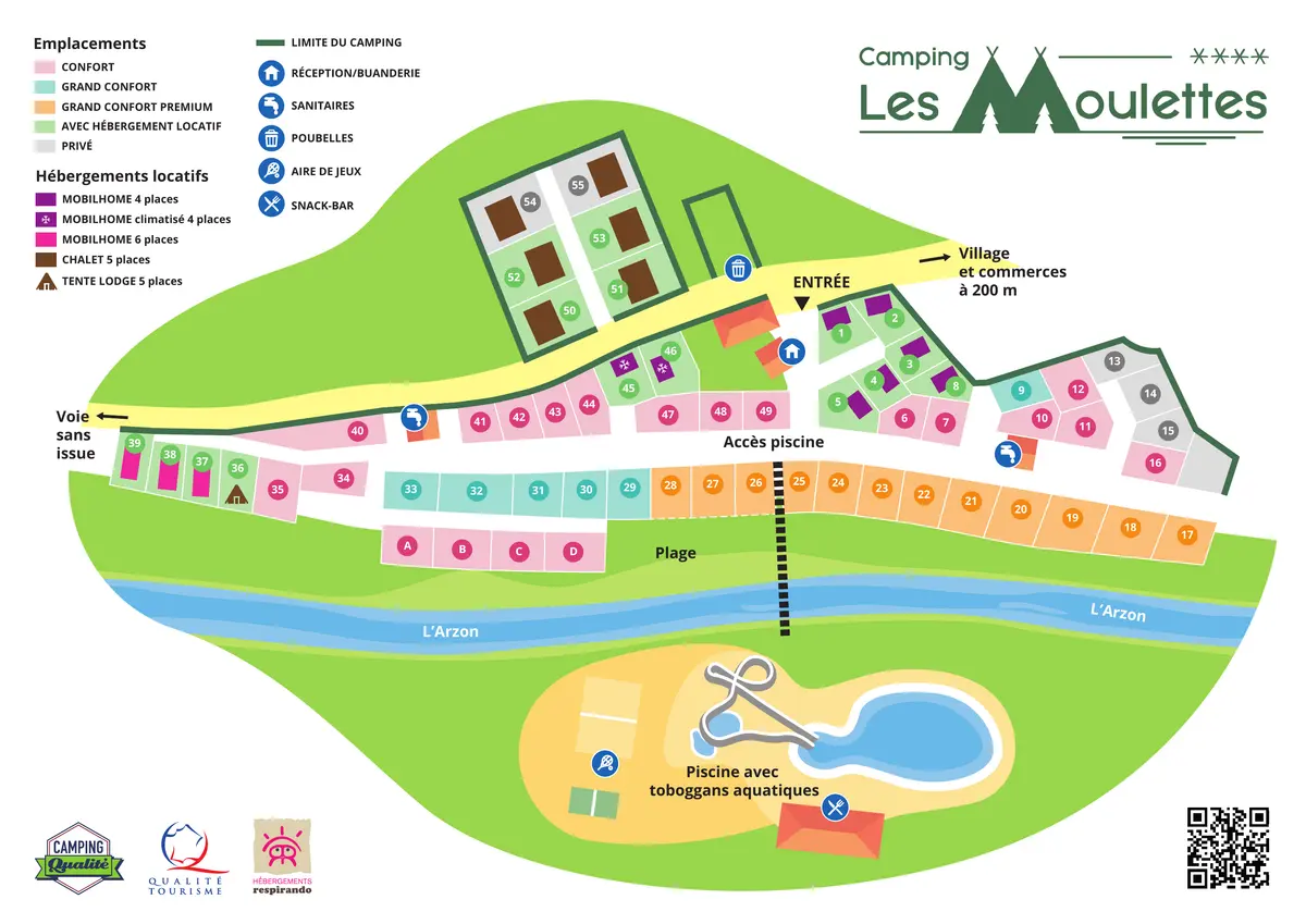 Plan du camping Camping Les Moulettes