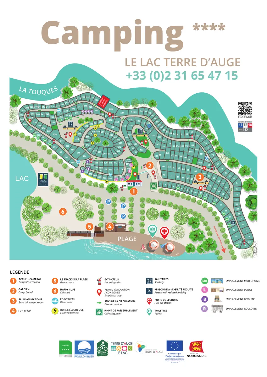 Plan du camping Camping Le lac de Pont l'Évêque
