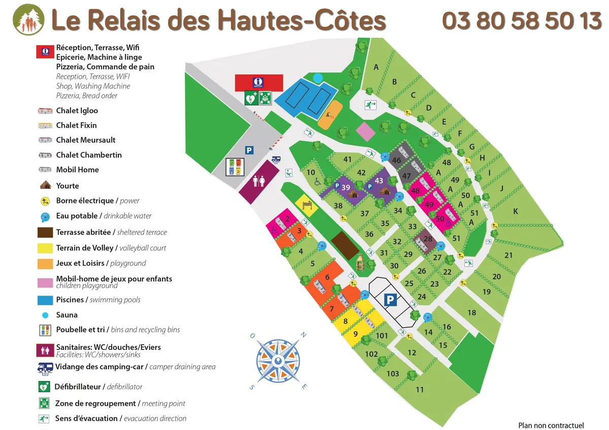 Plan du camping Camping Relais Des Hautes Cotes