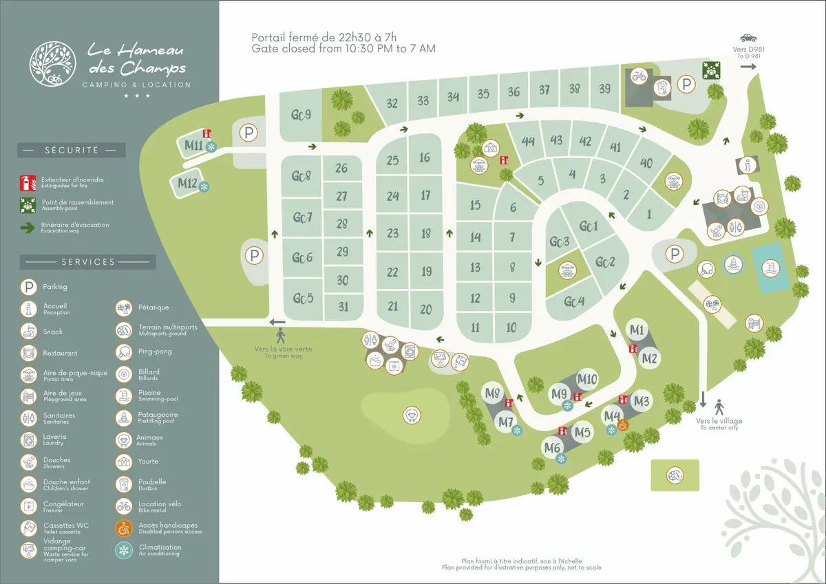 Plan du camping Camping Le Hameau Des Champs