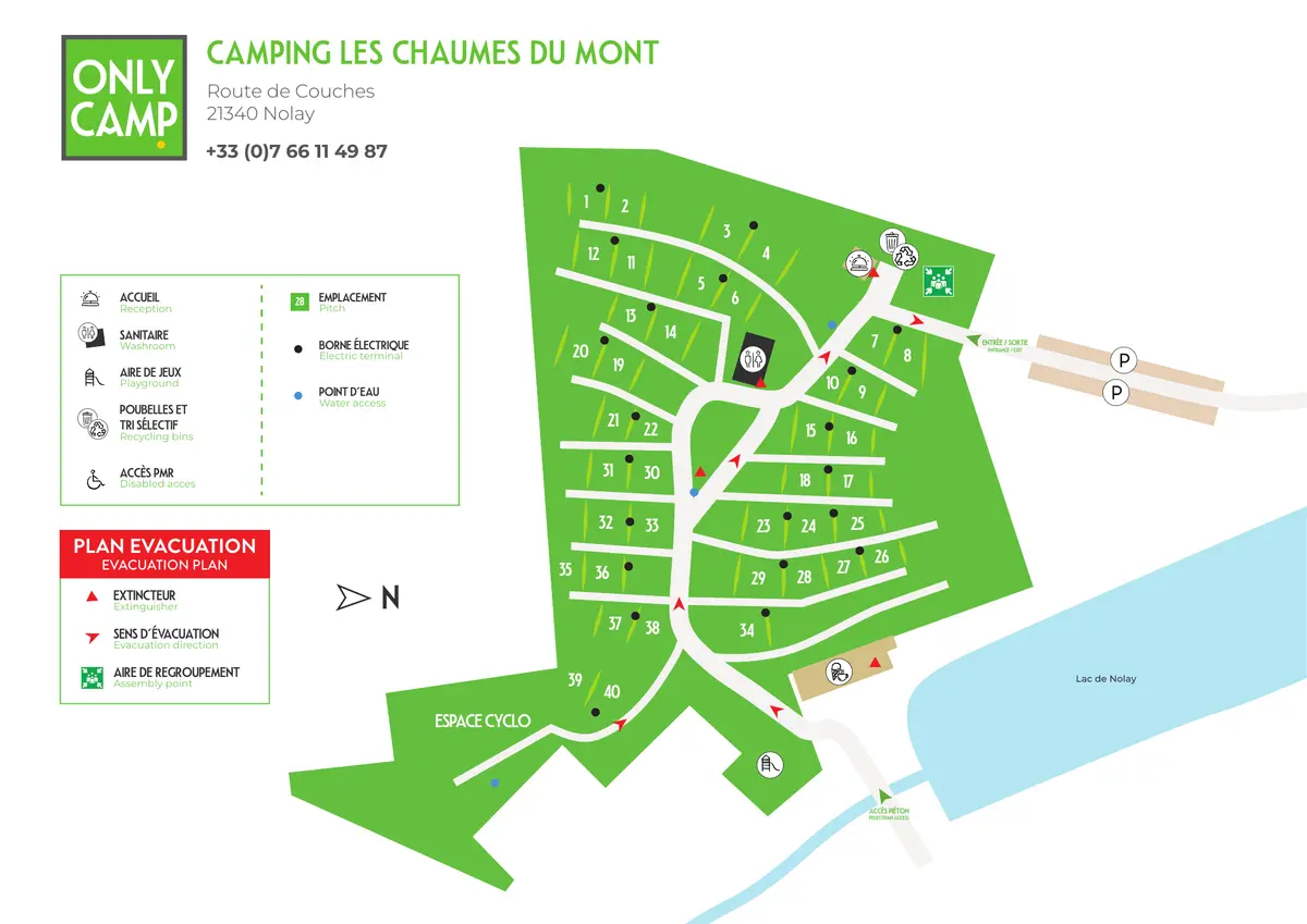 Plan du camping Camping Les Chaumes Du Mont