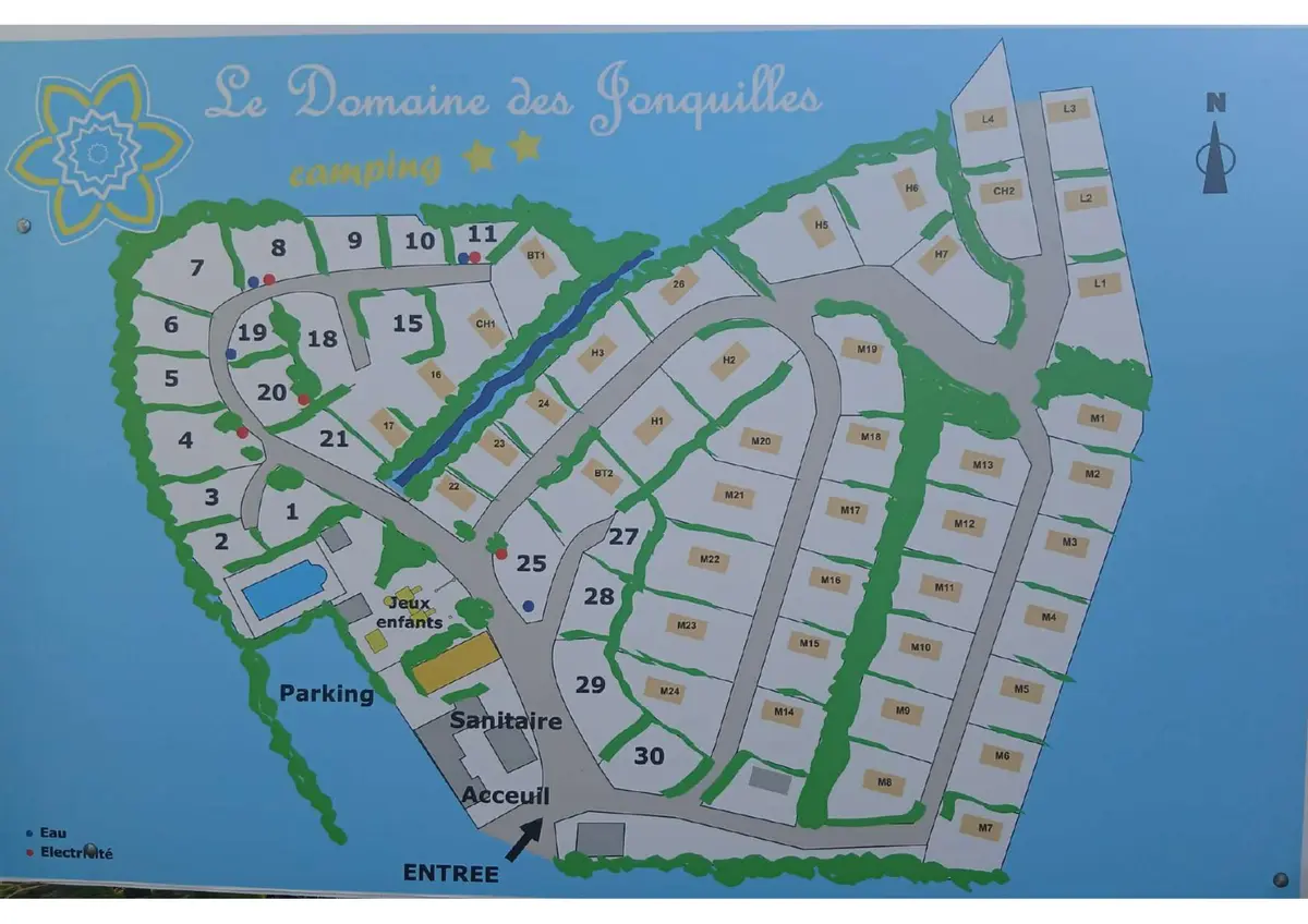 Plan du camping Camping Le Domaine des Jonquilles