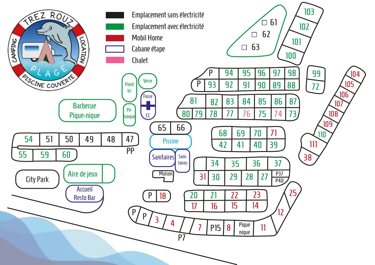 Plan du camping Camping La Plage De Trez Rouz