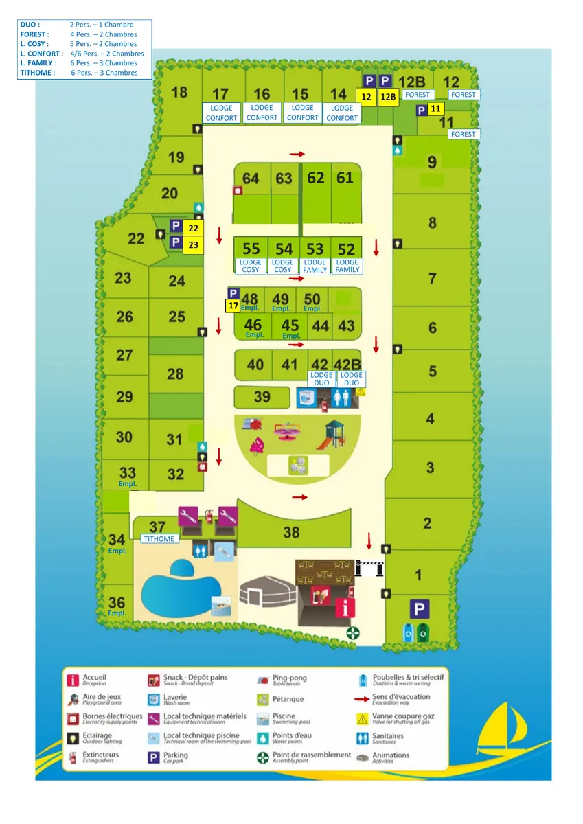 Plan du camping Camping Les Mimosas
