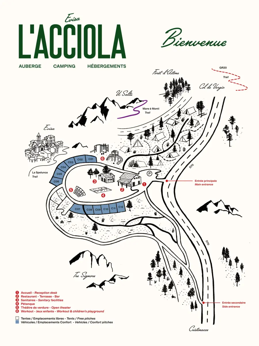 Plan du camping Camping L'acciola