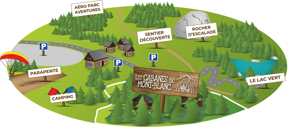 Plan du camping Camping Cabanes du Mont-Blanc