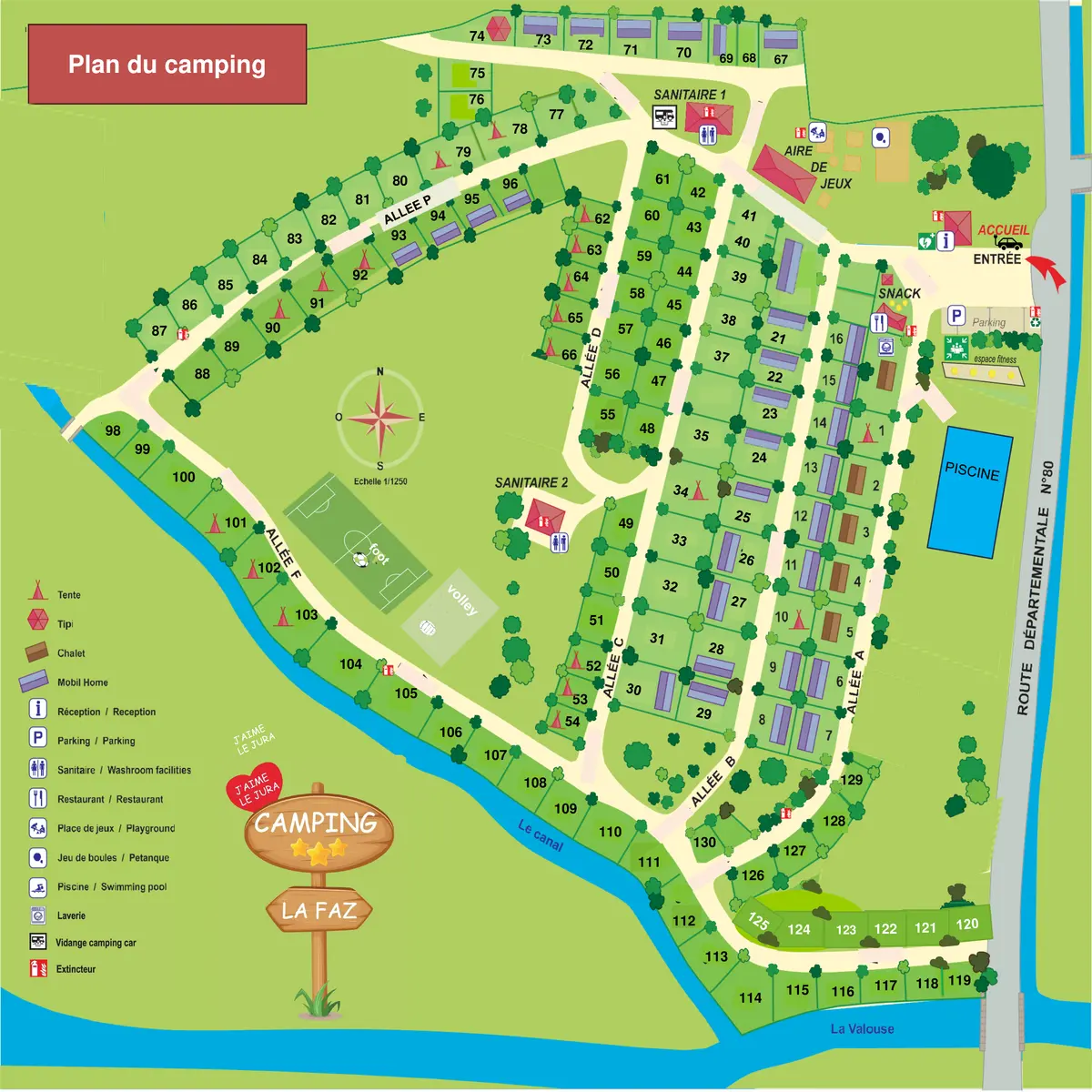 Plan du camping Camping La Faz