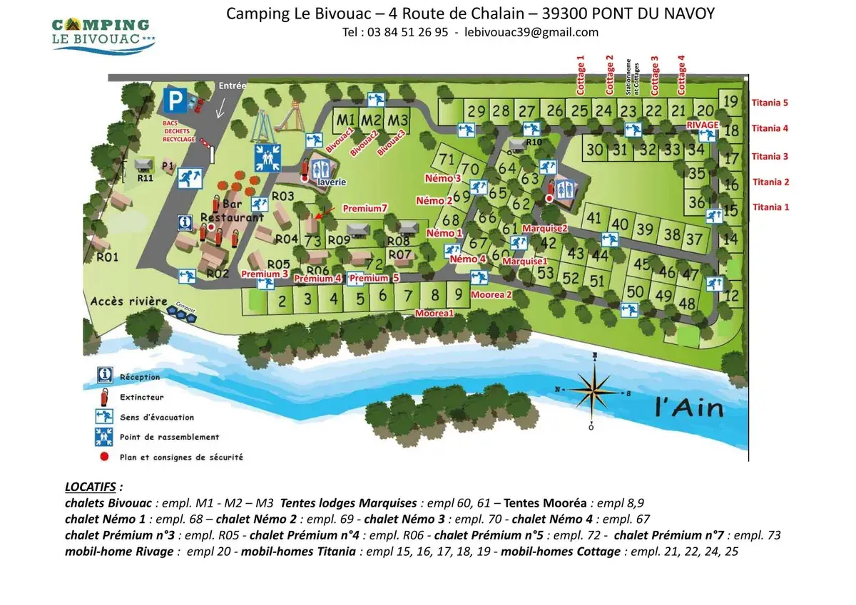 Plan du camping Camping Le Bivouac