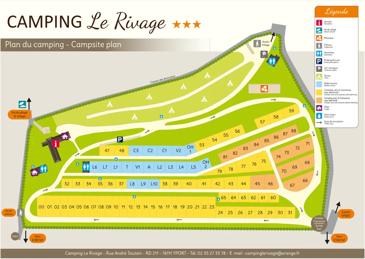 Plan du camping Camping Le Rivage