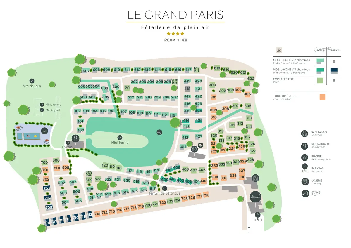 Plan du camping Camping Parc de Séjour de l'Etang