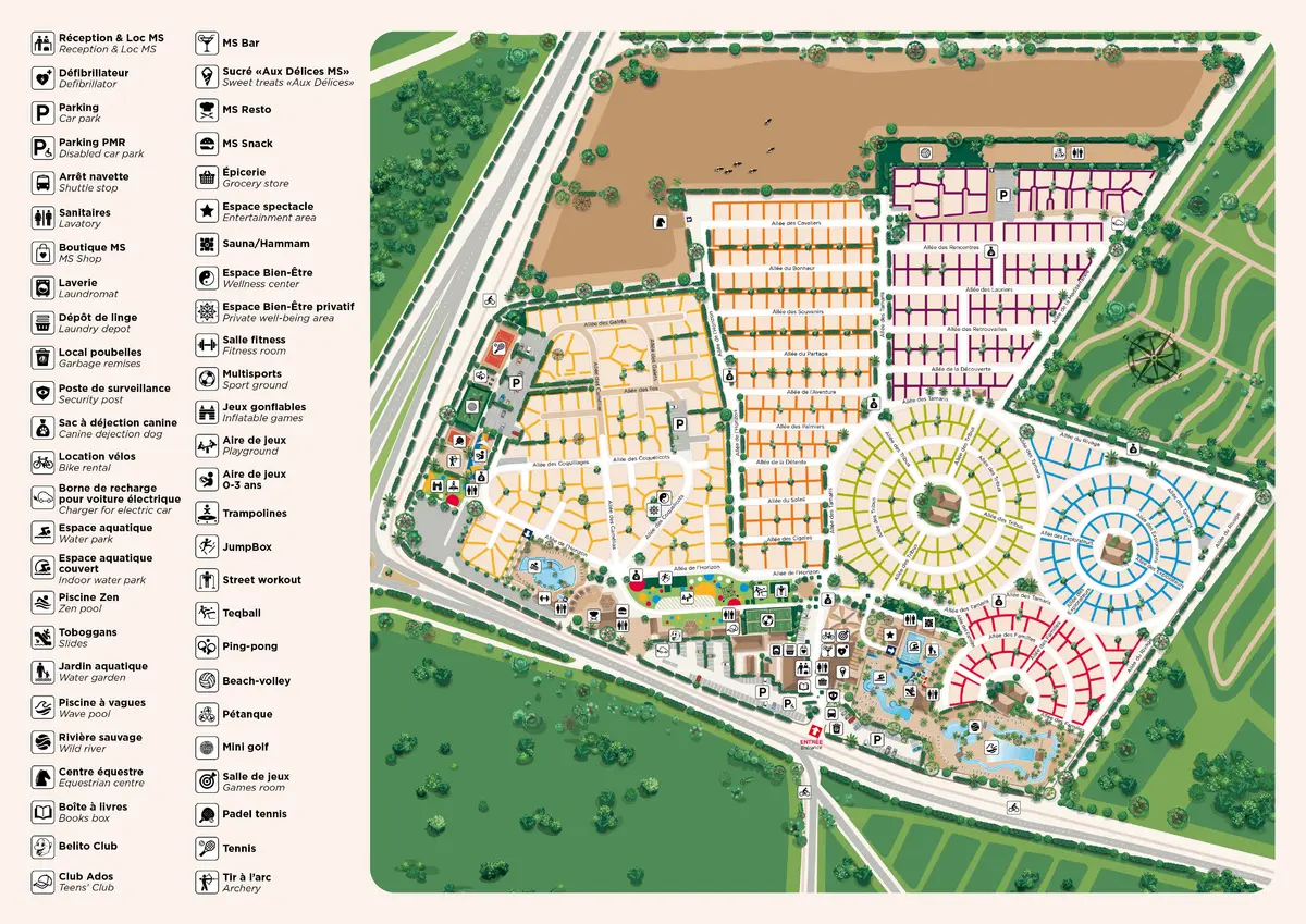 Plan du camping Camping Club Les Tamaris - MS Vacances