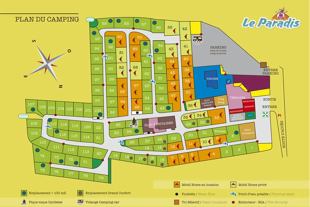 Plan du camping Camping Le Paradis