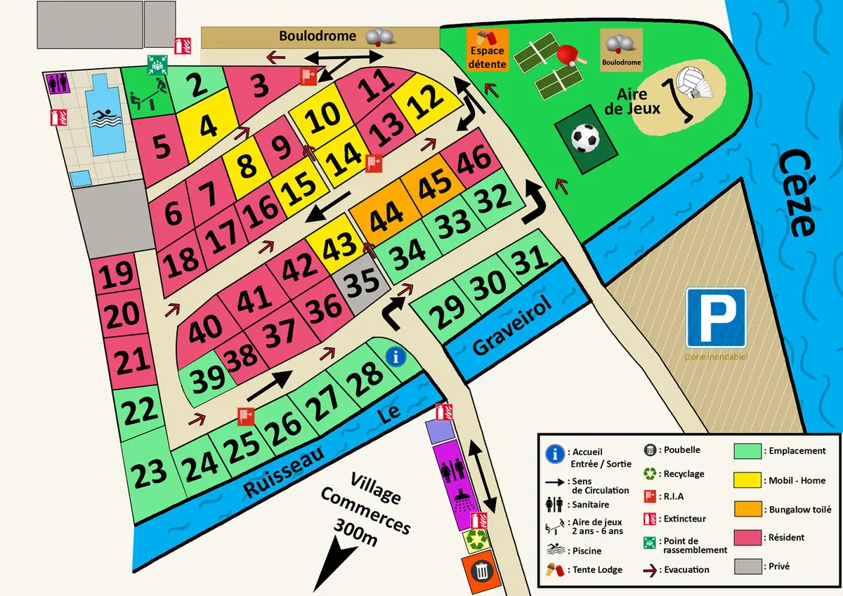 Plan du camping Camping Le Clos