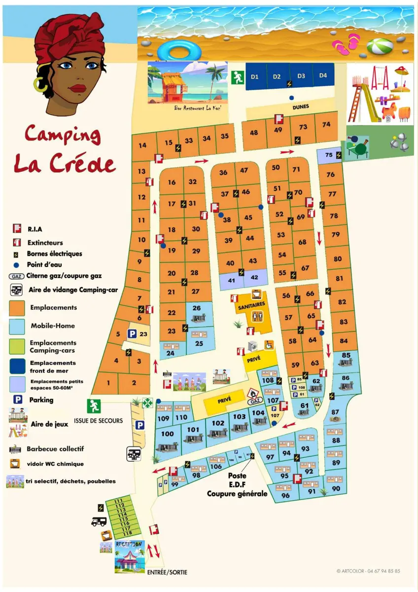 Plan du camping Camping La Créole