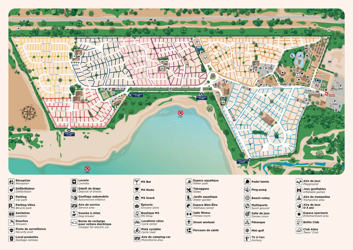 Plan du camping Camping Club La Côte des Roses - MS Vacances