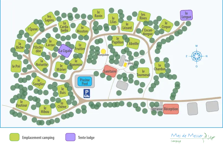 Plan du camping Camping Mas De Messier