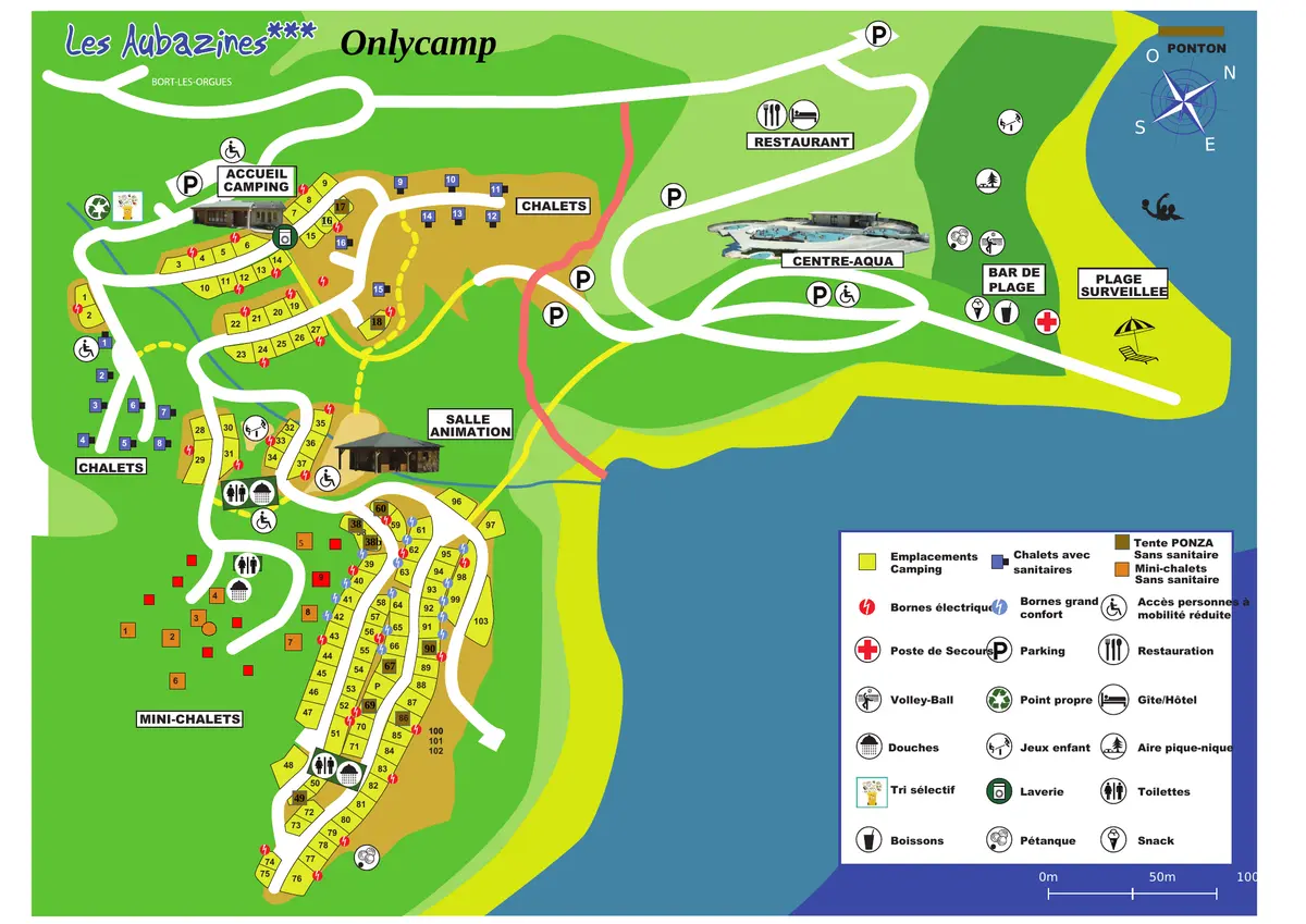 Plan du camping Camping Les Aubazines