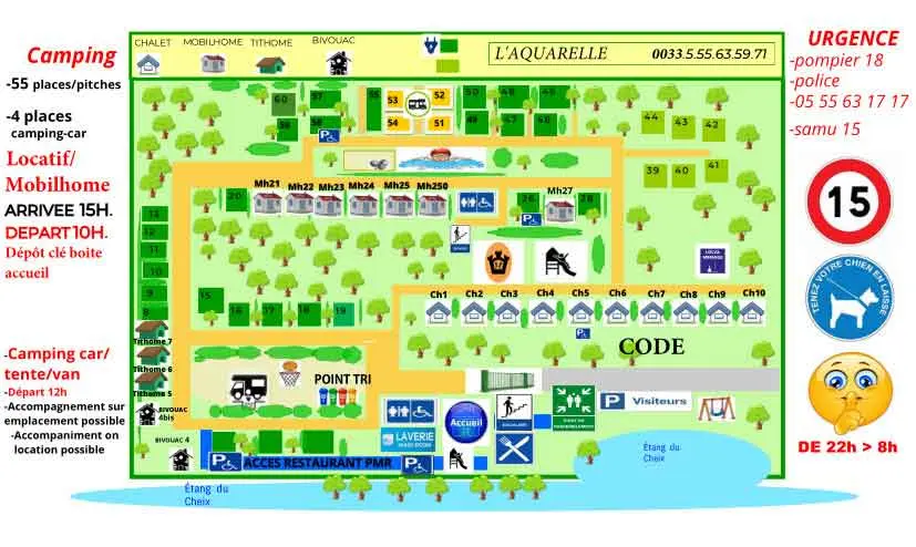 Plan du camping Camping L'Aquarelle du Limousin