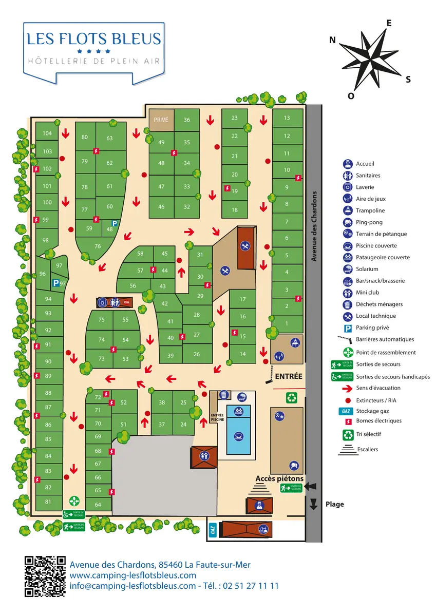 Plan du camping Camping Les Flots Bleus