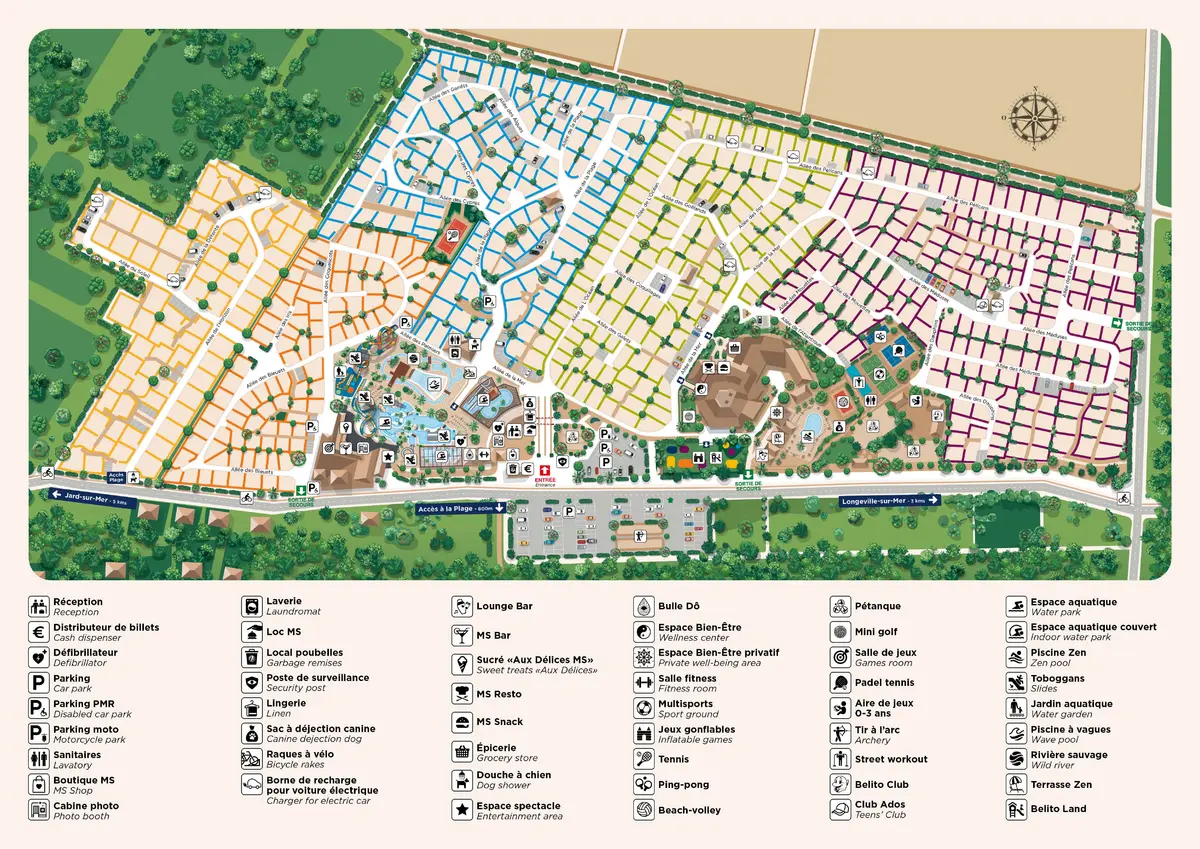 Plan du camping Camping Club Les Brunelles - MS Vacances