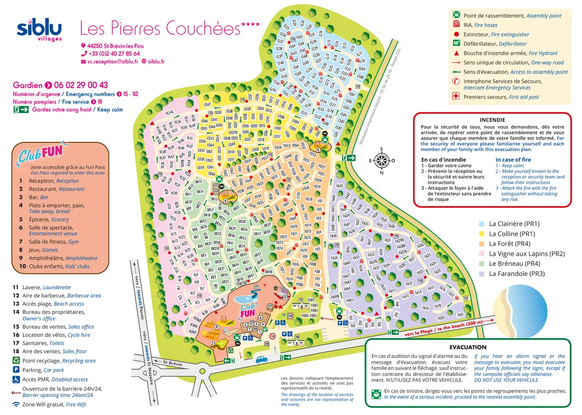 Plan du camping Camping Les Pierres Couchées