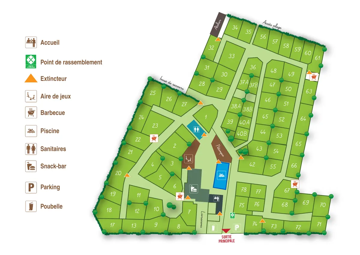 Plan du camping Camping Le Mindin