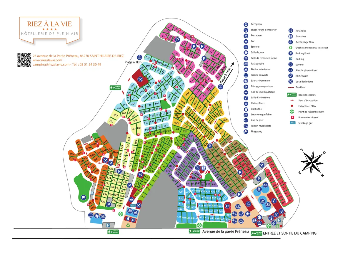 Plan du camping Camping Riez à la Vie