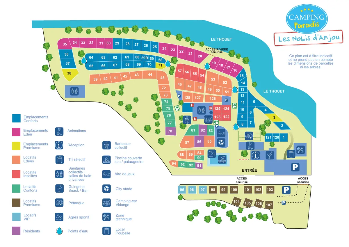 Plan du camping Camping Les Nobis d'Anjou
