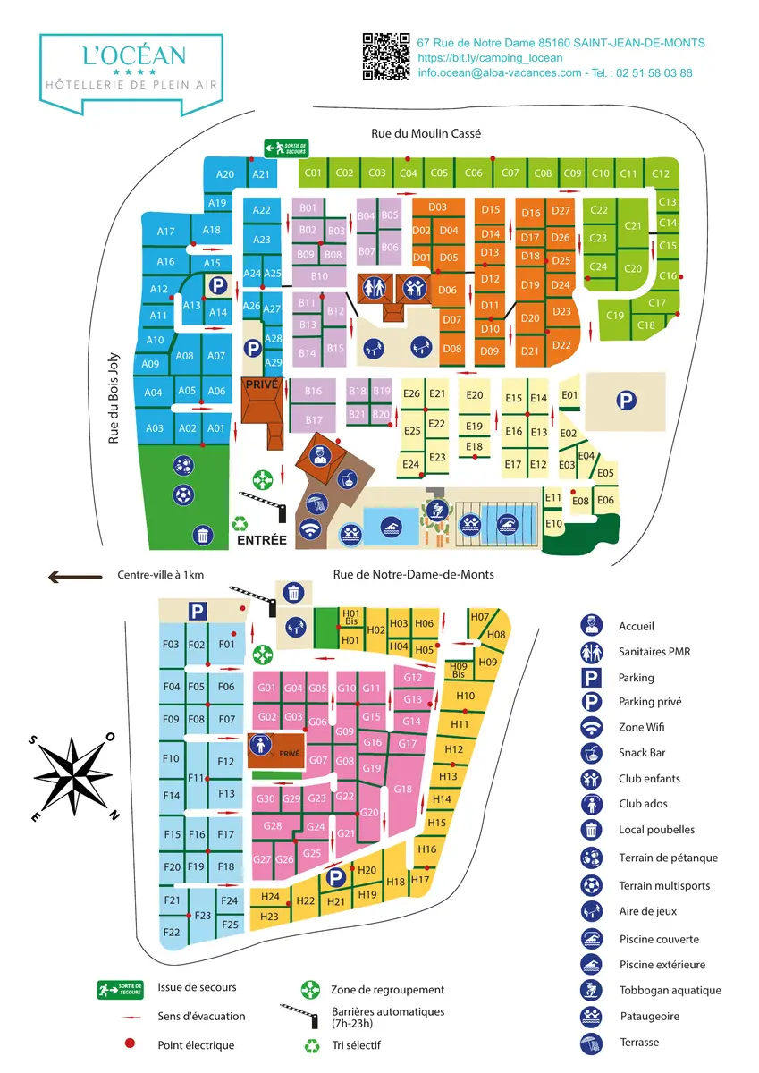 Plan du camping Camping L'Océan