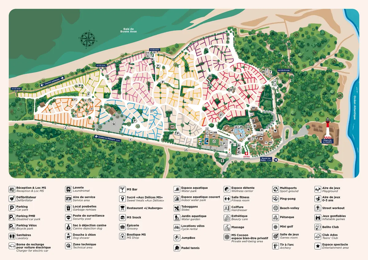 Plan du camping Camping Club La Côte Sauvage - MS Vacances