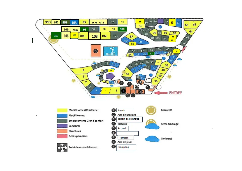Plan du camping Camping Le Rejallant