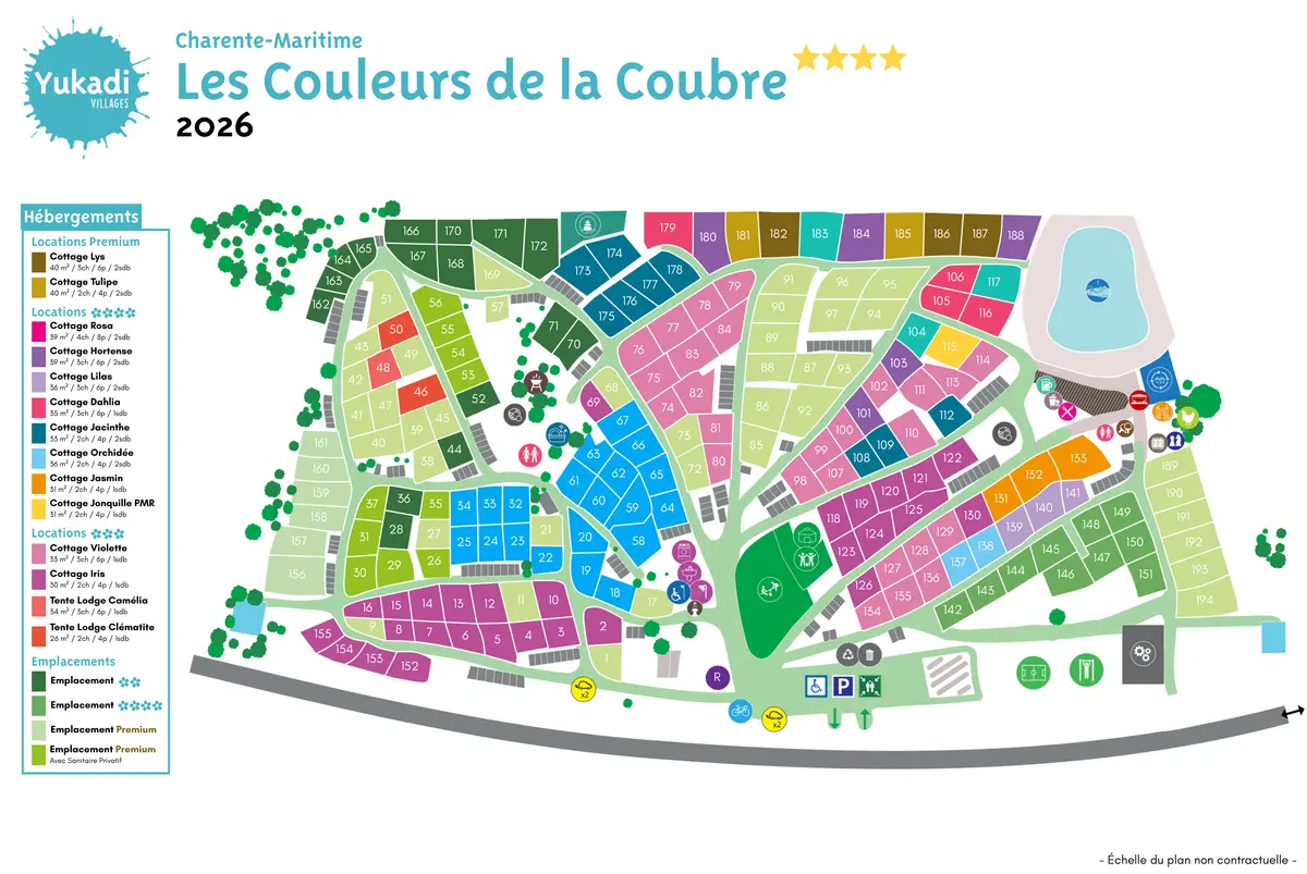 Plan du camping Camping Les Couleurs de la Coubre