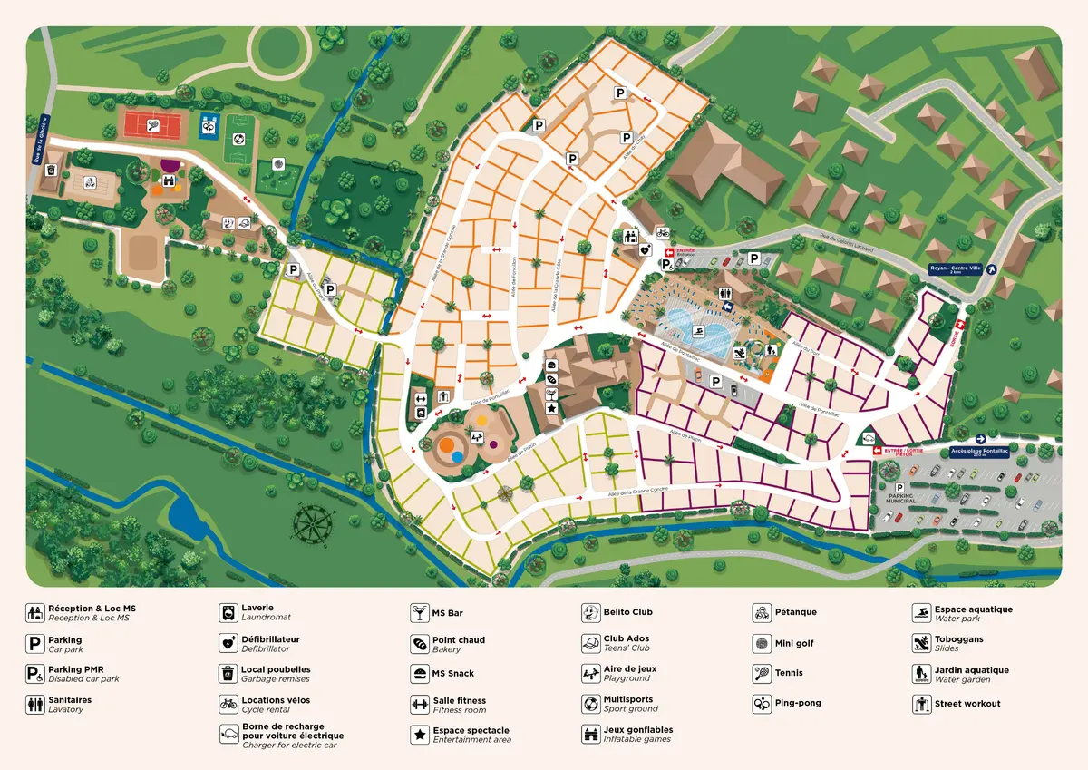 Plan du camping Camping Club Pontaillac Plage - MS Vacances