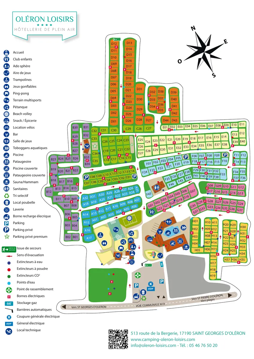 Plan du camping Camping Oléron Loisirs
