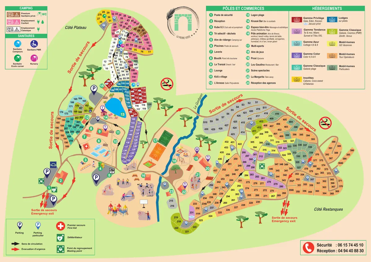 Plan du camping Camping La Pierre Verte