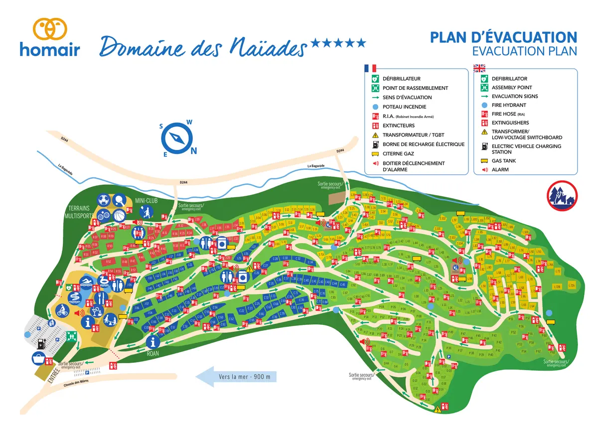 Plan du camping Domaine des Naïades