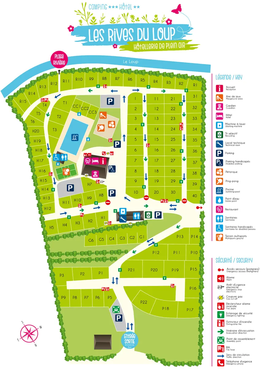 Plan du camping Camping Les Rives du Loup
