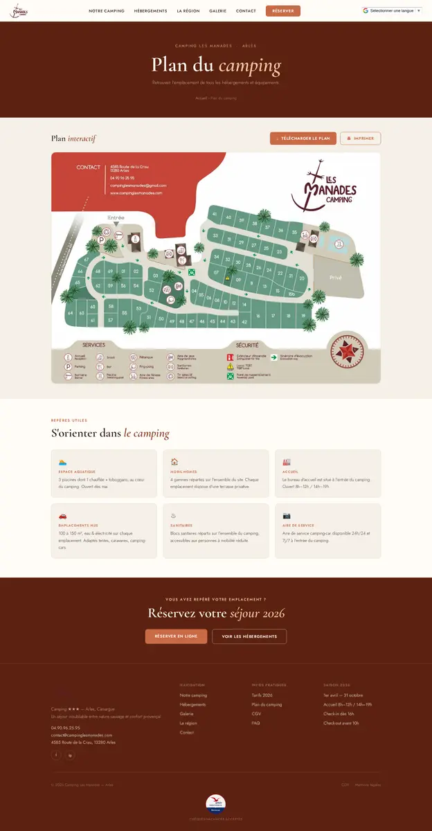 Plan du camping Camping Les Manades
