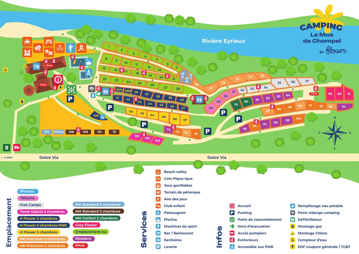 Plan du camping Camping Mas de Champel