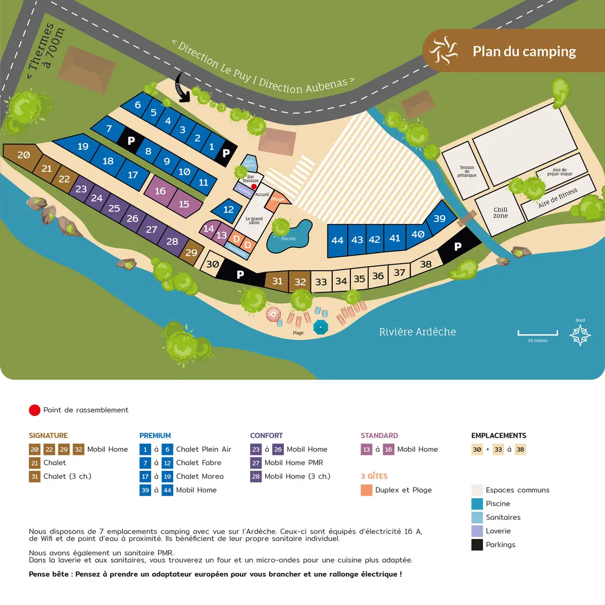 Plan du camping Domaine de La Plage