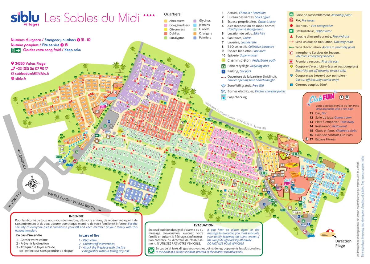 Plan du camping Camping Les Sables du Midi