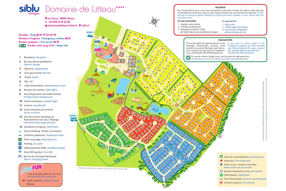 Plan du camping Domaine de Litteau