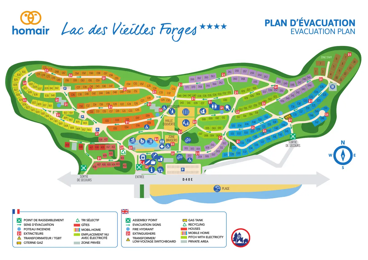 Plan du camping Camping Lac des Vieilles Forges