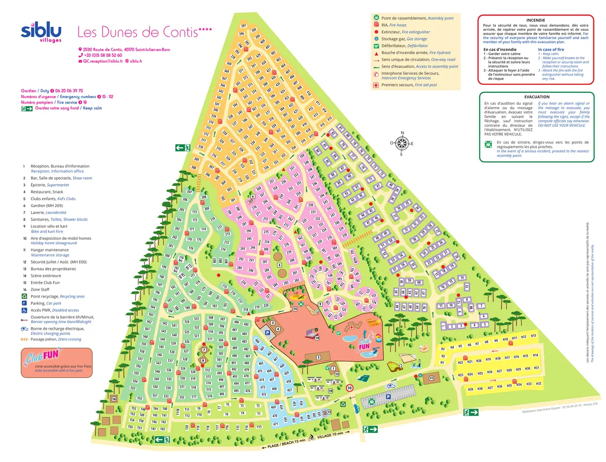 Plan du camping Camping Les Dunes de Contis