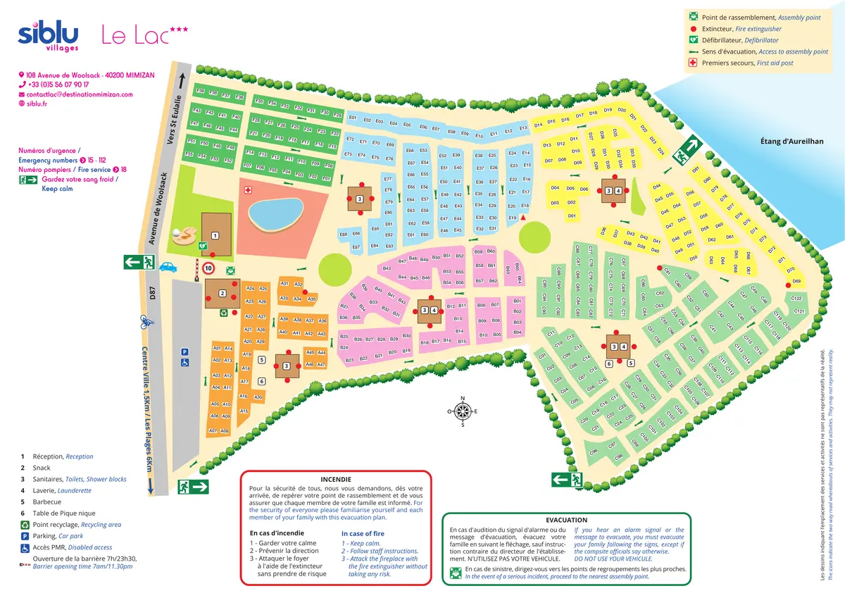 Plan du camping Camping Mimizan Lac