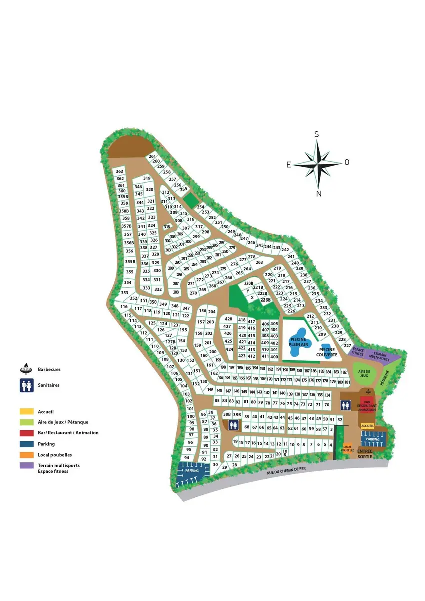 Plan du camping Camping au Vents des Marais