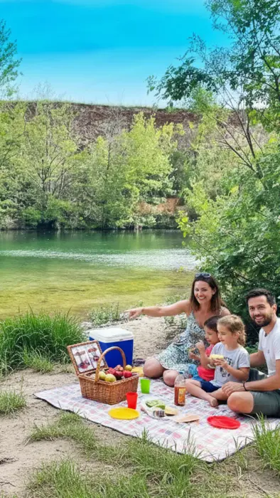 Une table conviviale face à la piscine